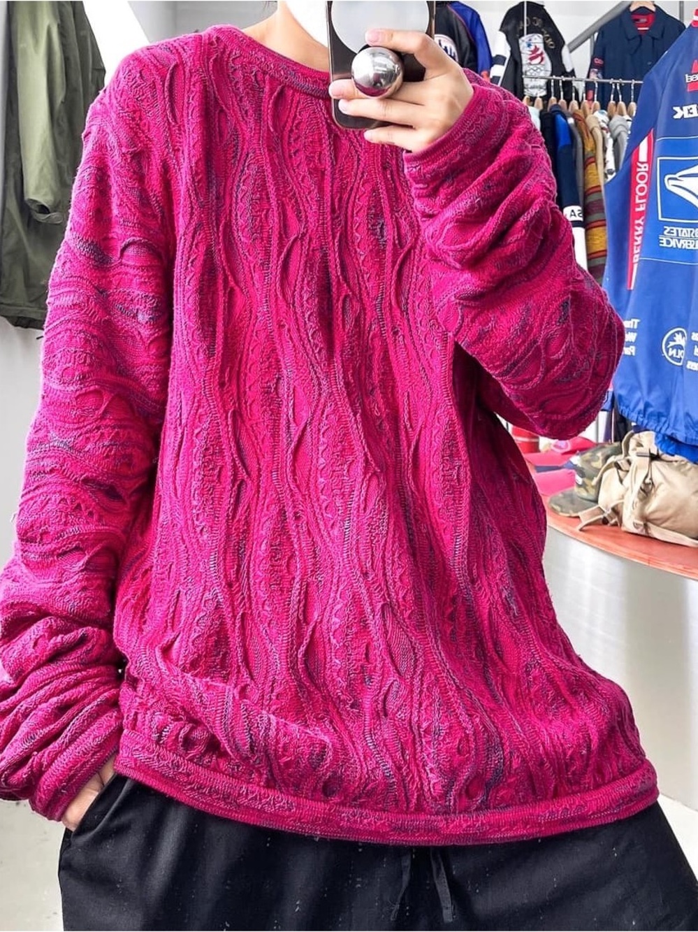 COOGI Basics Monochromatic 3D Knit Crewneck Sweater Size XL Vintage